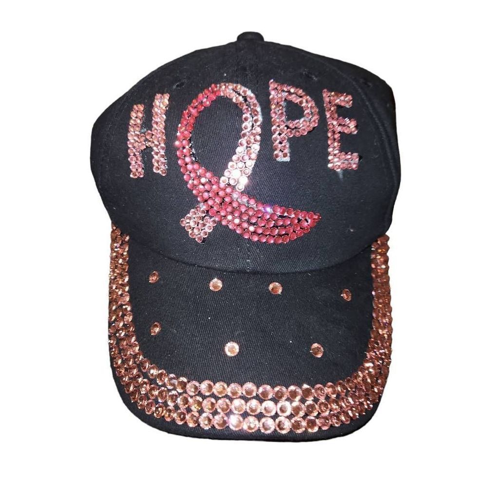 Black Bling Pink Hope Breast Cancer Awareness 
Cancer Survivor Baseball Hat Cap